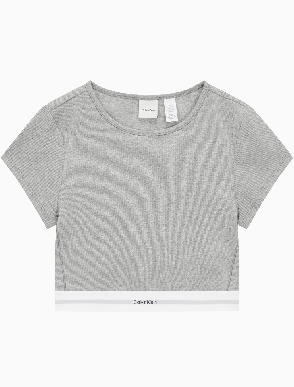 Buy 여성 코튼 스트레치 립 리브드 크롭티 in color GREY HEATHER