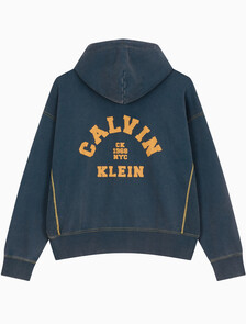 Buy 남성 워시드 프리미엄 빈티지 로고 후드집업 in color Navy