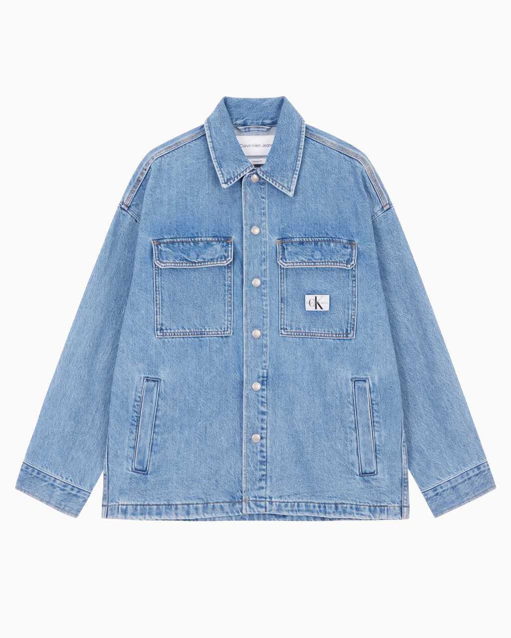 Buy 남성 박시 루즈핏 라이트블루 데님 셔츠 in color 028A CHALKY BLU