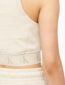 Buy 여성 리피트 크롭 로고 탱크 탑 in color CLASSIC BEIGE