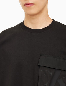 Buy 남성 오버사이즈 우븐 포켓 반팔 스웻셔츠 in color CK BLACK