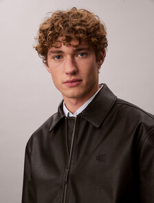 Buy 남성 레더 봄버 자켓 in color BLACK