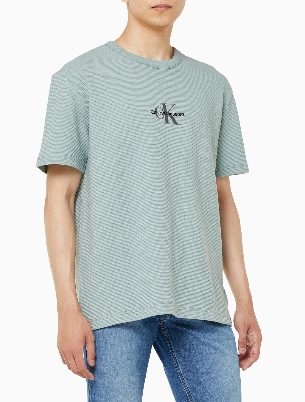 Buy 남성 시티 그리드 로고 반팔 티셔츠 in color KHAKI GREY