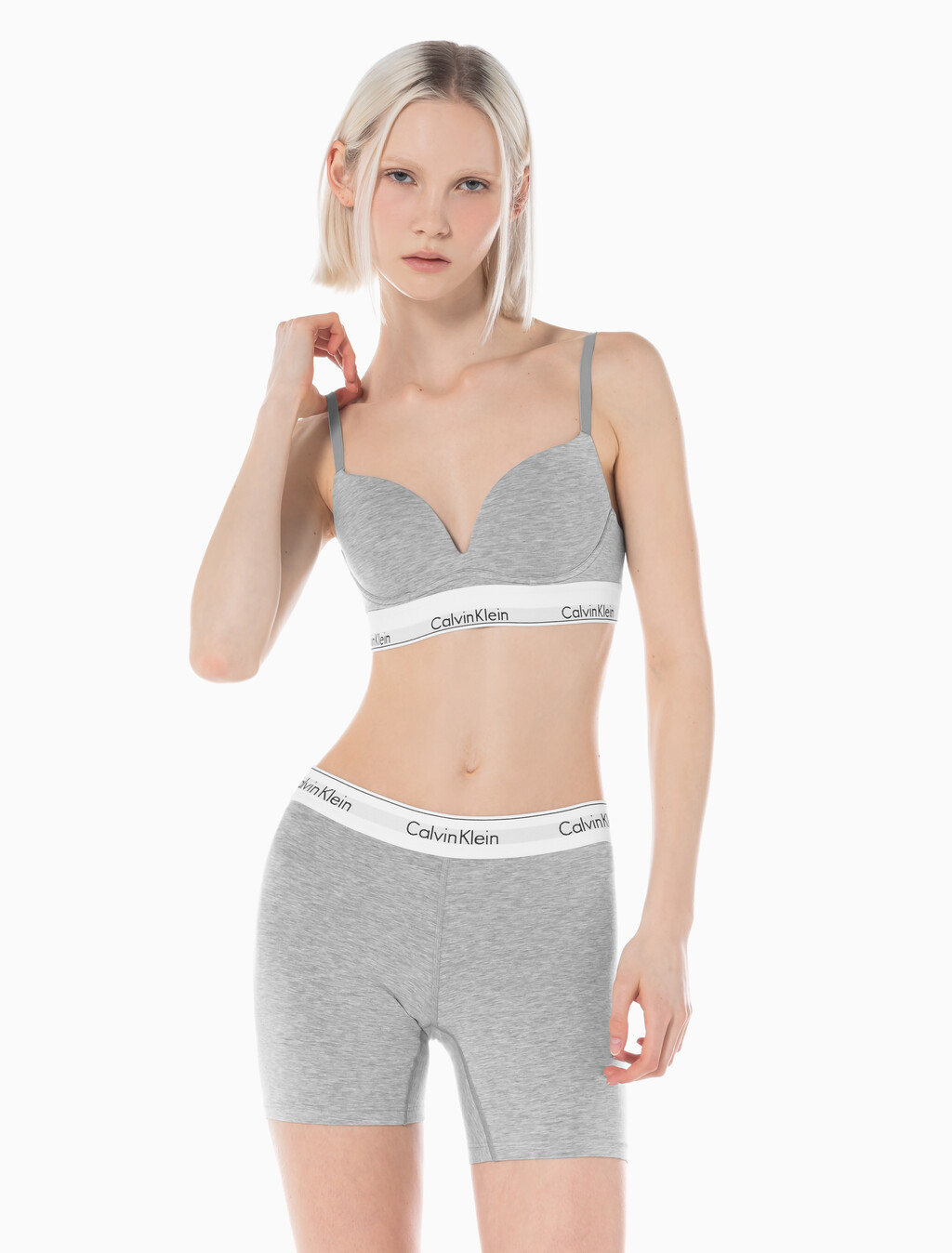 Buy 여성 모던코튼 AF 푸쉬업 브라 in color GREY HEATHER