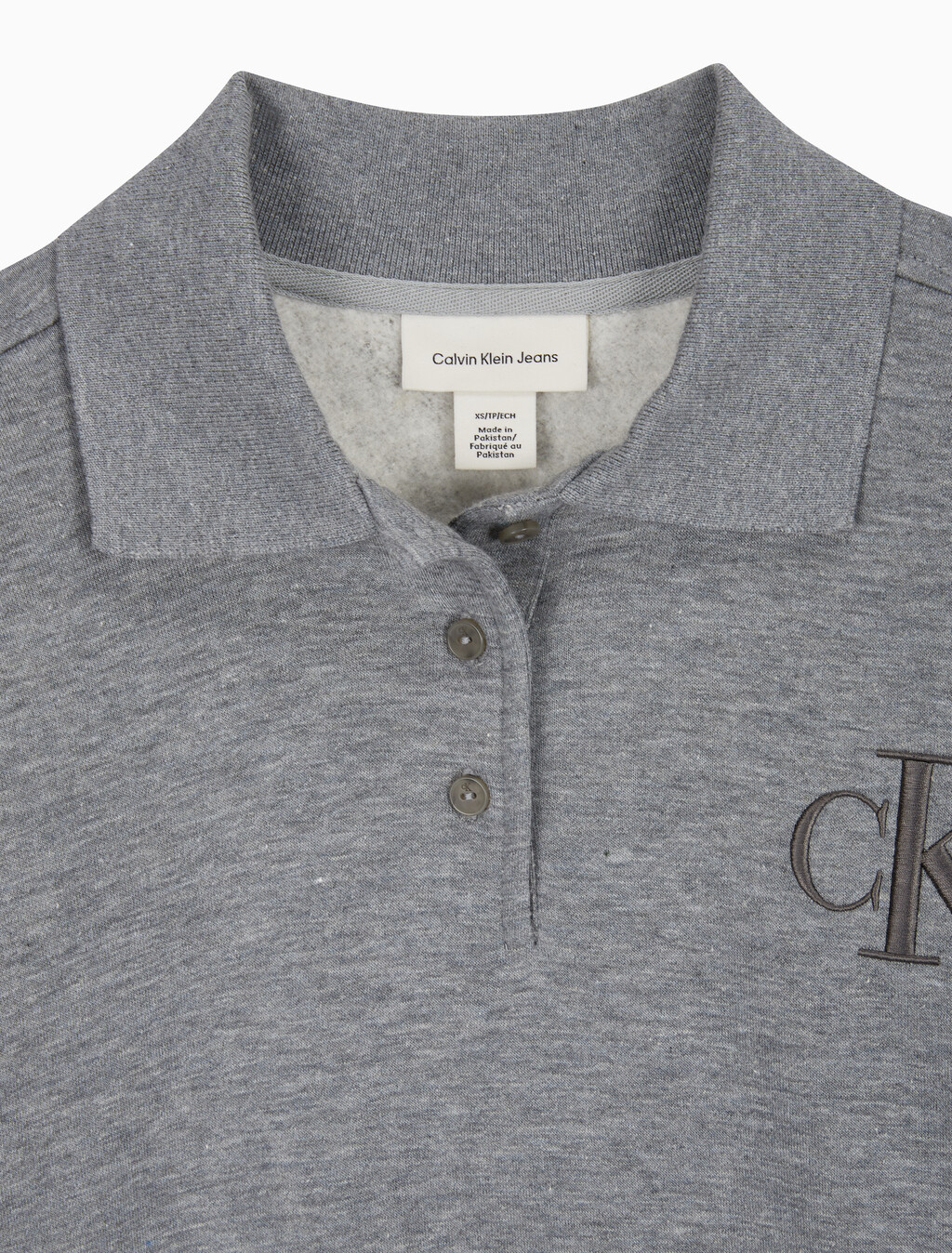 Buy 여성 코튼 모달 플리스 폴로 스웻셔츠 in color MEDIUM GREY HEATHER