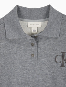 Buy 여성 코튼 모달 플리스 폴로 스웻셔츠 in color MEDIUM GREY HEATHER