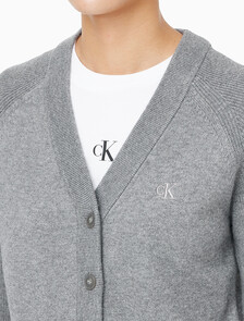Buy 여성 브이넥 립 가디건 in color GREY