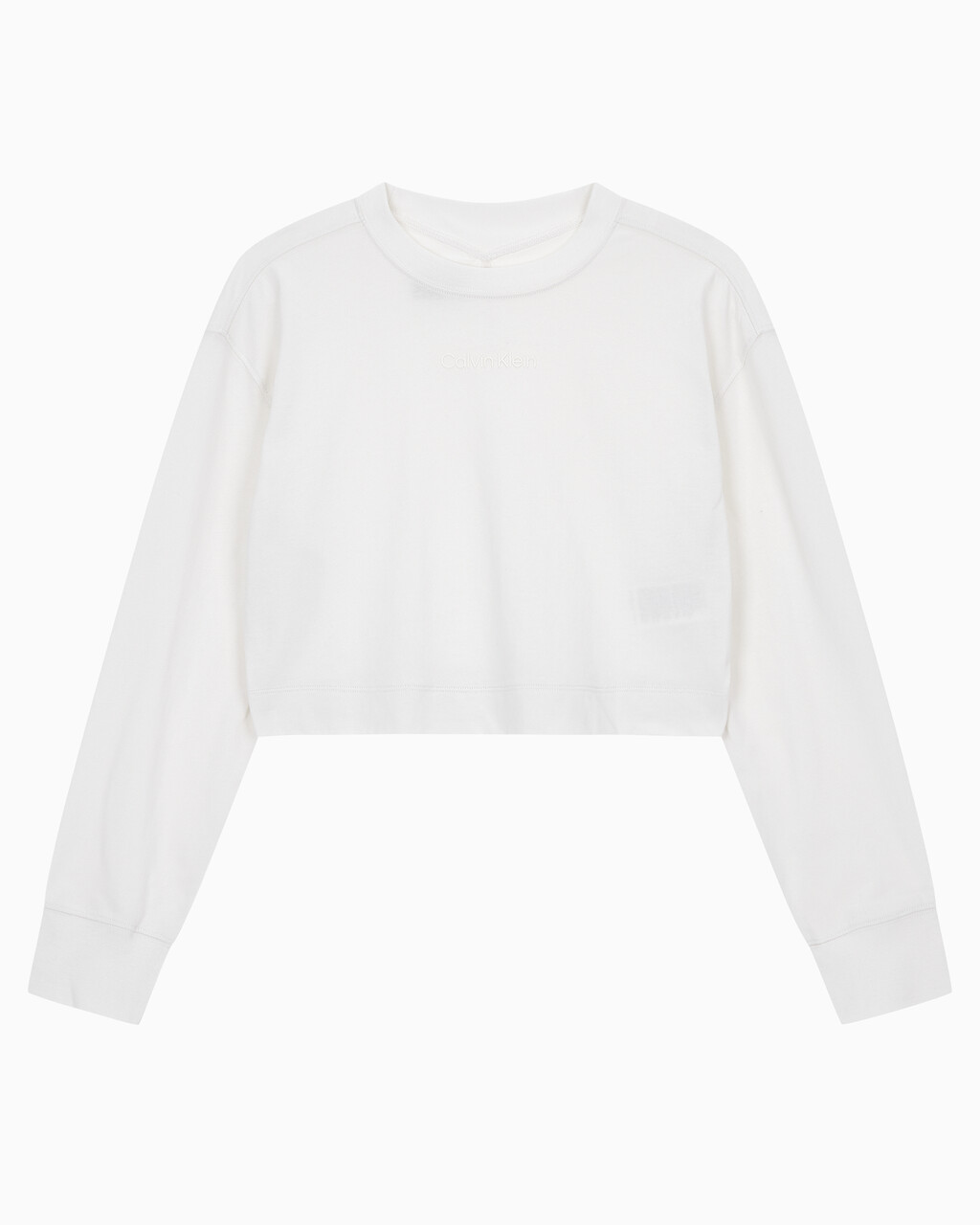 Buy 여성 에센셜 크롭 긴팔 티셔츠 in color WHITE