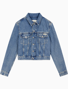 Buy 여성 90's 크롭 데님 자켓 in color MID BLUE BACK EMBRO