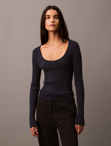 Buy 여성 비스코스 나일론 롱슬리브 스웨터 in color BLACK