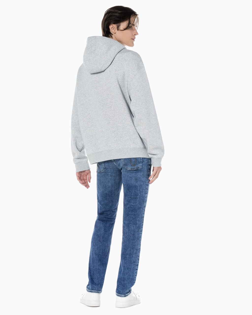 Buy 남성 미드블루 바디핏 데님 in color MID BLUE BACK EMBRO