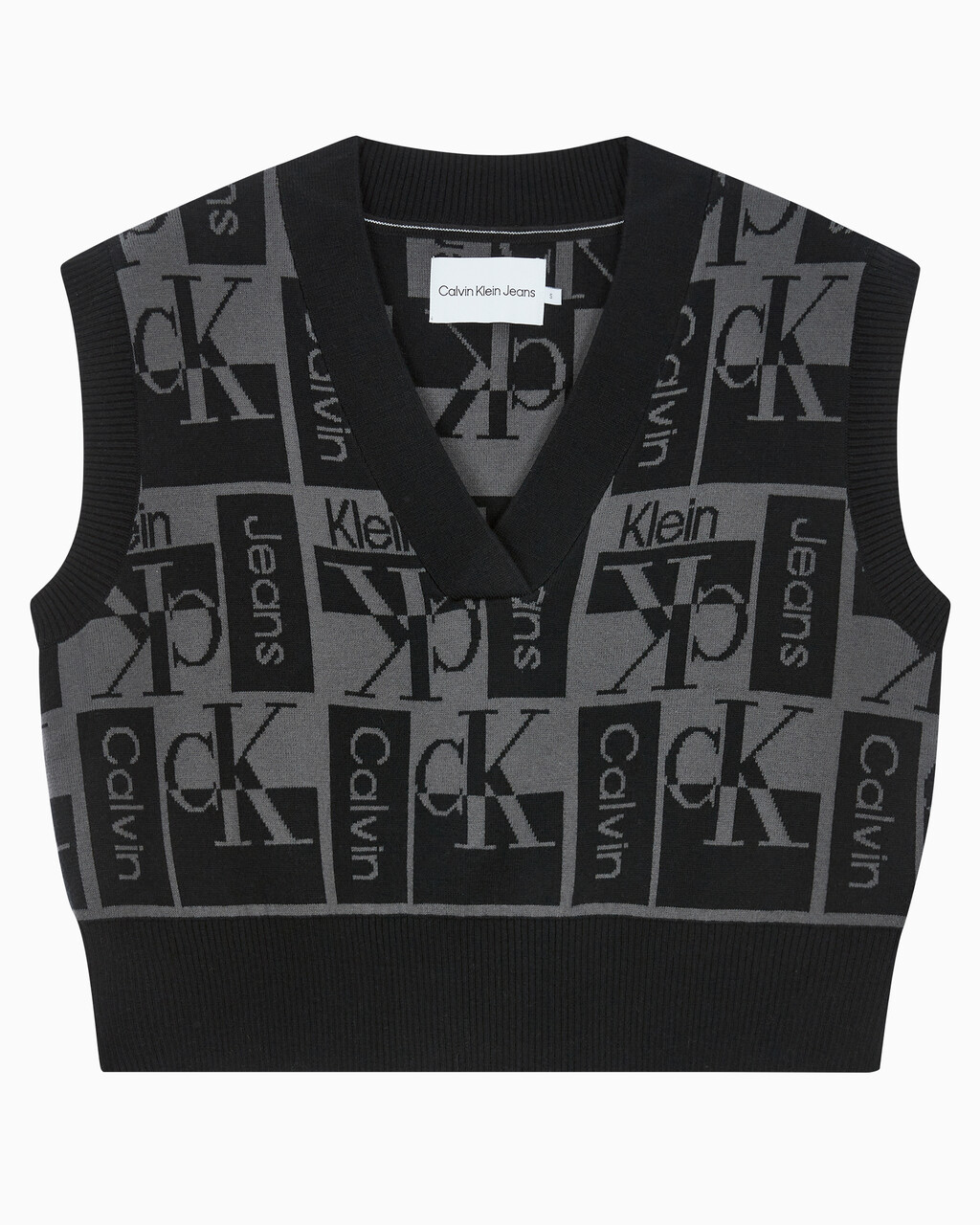 Buy 여성 브이넥 AOP 베스트 in color CK BLACK