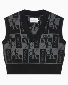 Buy 여성 브이넥 AOP 베스트 in color CK BLACK