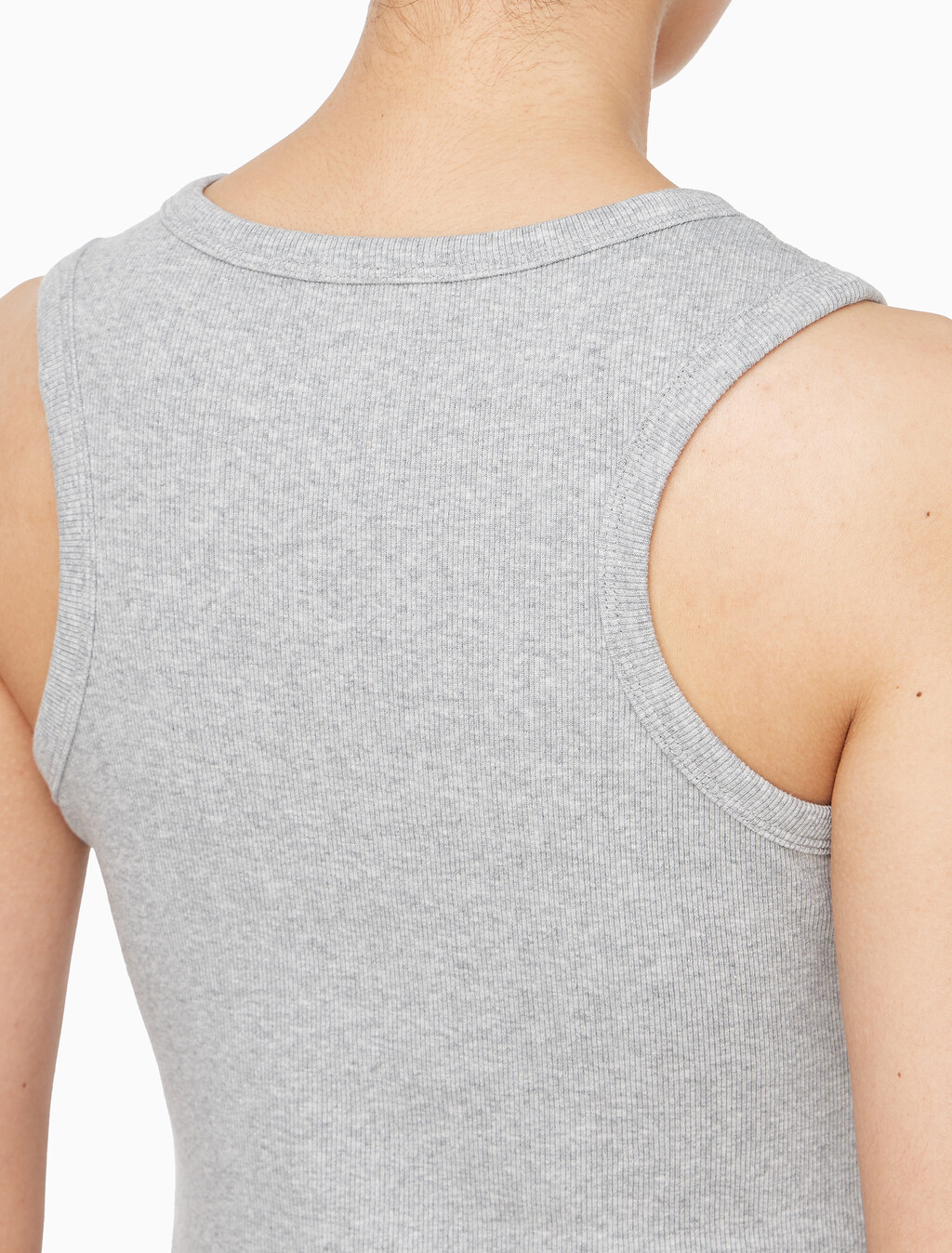 Buy 여성 우븐라벨 코튼 립 탱크 탑 in color HEROIC GREY HEATHER