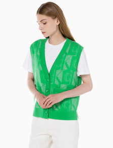 Buy 여성 프리미엄 라인 메탈릭 올오버프린트 베스트 in color GREEN