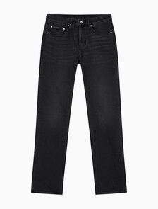 Buy 남성 90's 스트레이트핏 블랙 기모 데님 in color WASHED BLACK LOGO LACE