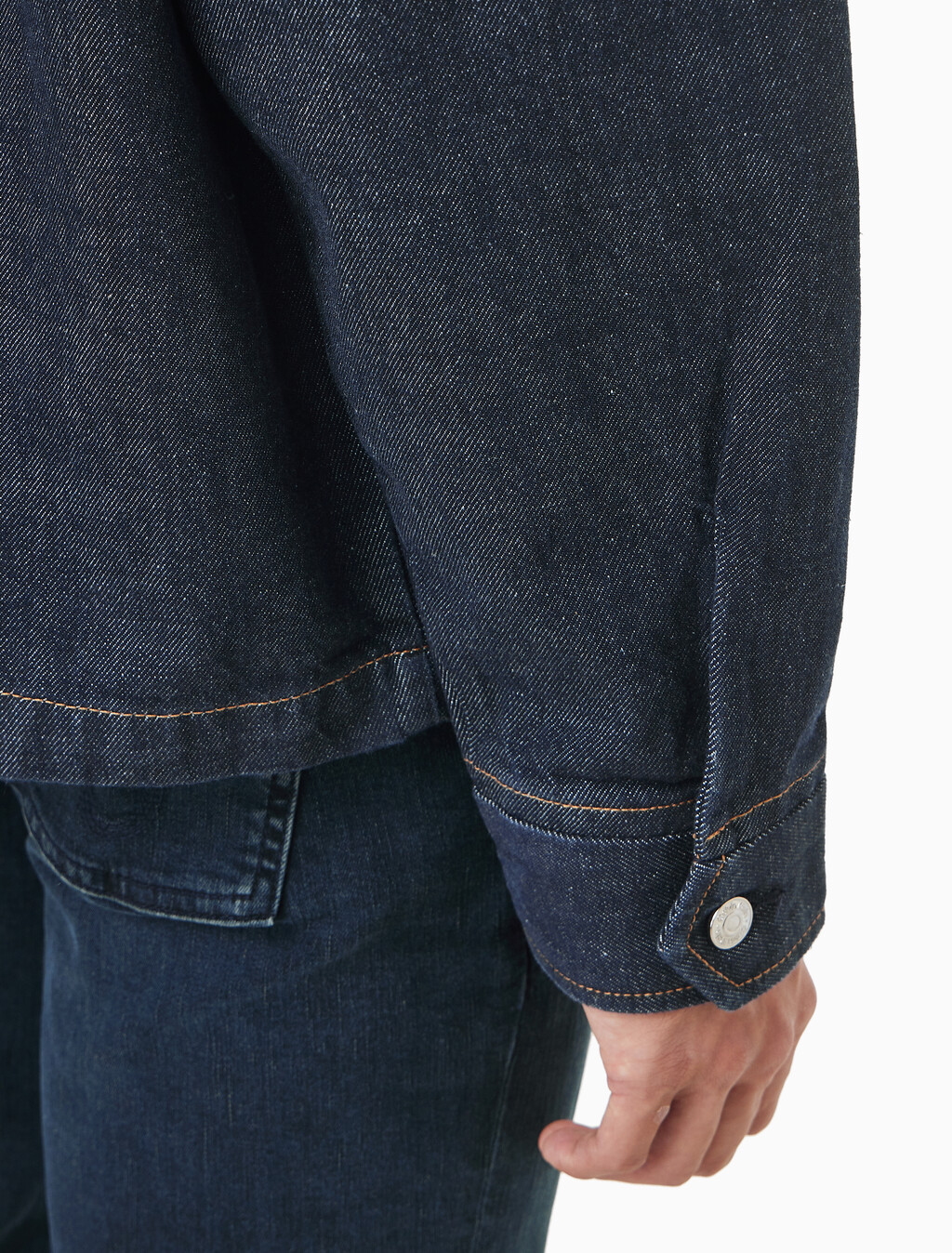 Buy 남성 린스 데님 집업 후디 자켓 in color Dark Blue