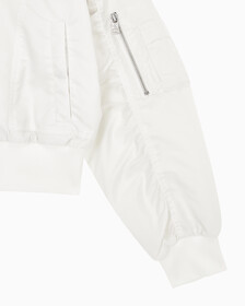 Buy 여성 릴렉스핏 크롭 보머 재킷 in color WHITE