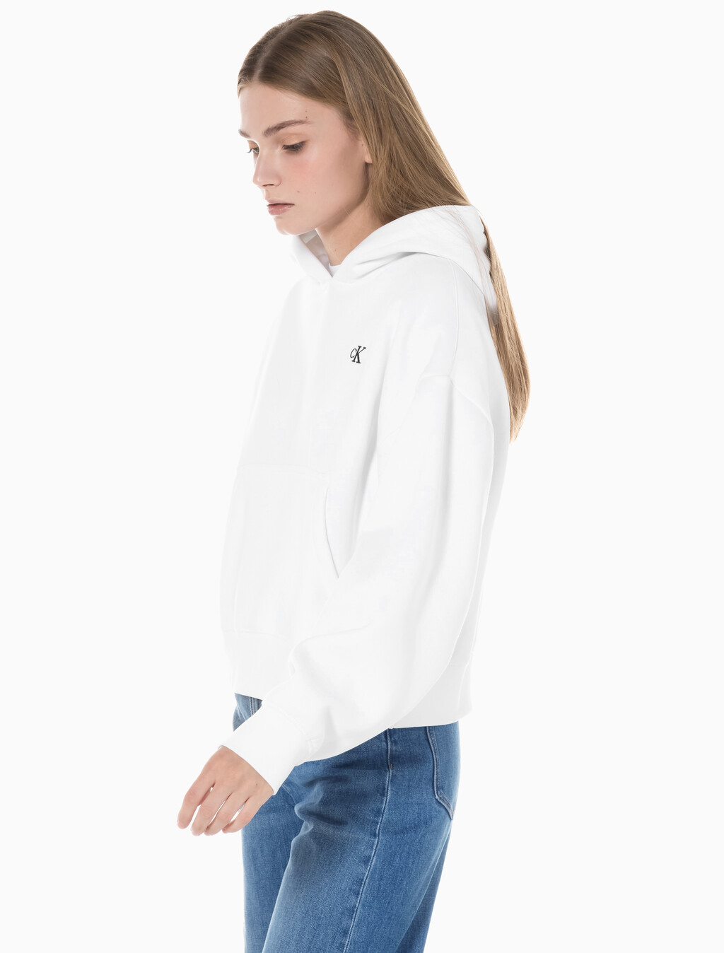 Buy 여성 아카이브 로고 플리스 후디 in color BRILLIANT WHITE