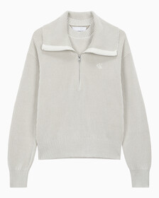 Buy 여성 하프집업 와이드 카라 스웨터 in color WHITE
