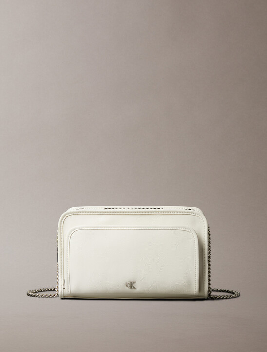 여성 CKJ 유틸리티 메탈 로고 더블집 카메라백