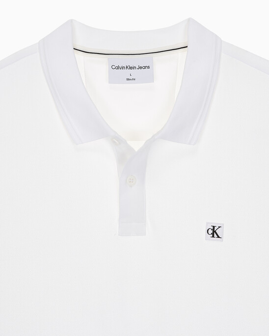 남성 슬림핏 CK 뱃지 로고 반팔 폴로 티셔츠