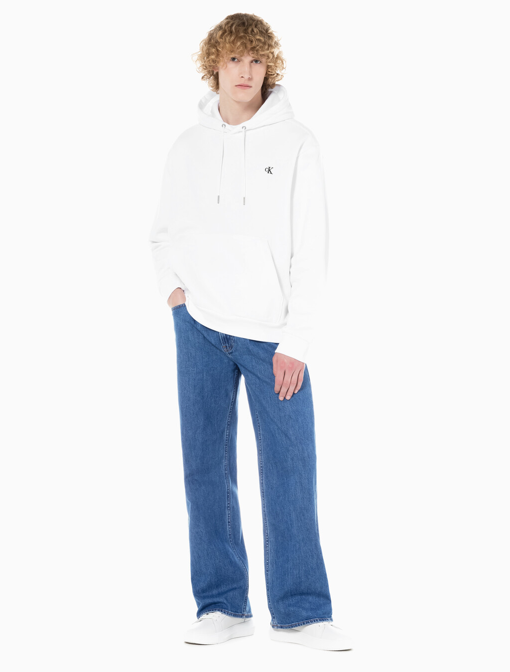 Buy 남성 90's 루즈핏 미드블루 데님 in color MID BLUE BACK EMBRO