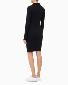 Buy 여성 모노그램 로고 뱃지 폴로 카라 립 원피스 in color CK BLACK