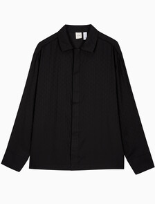 Buy 남성 새틴 슬립 롱 슬리브 버튼 다운 in color Black