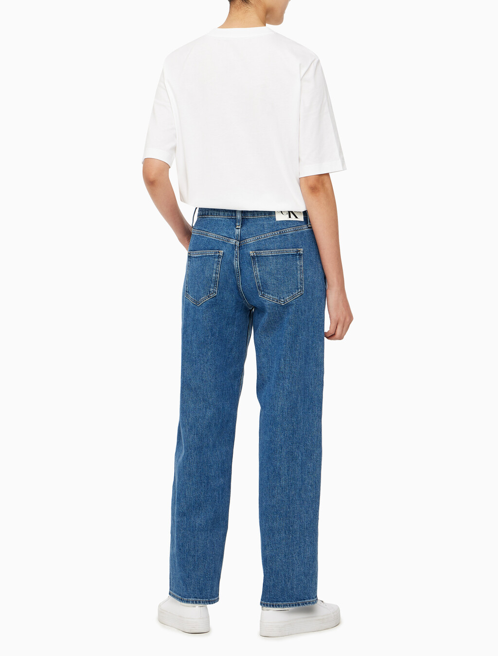 Buy 여성 90's 스트레이트핏 미드블루 데님 in color MID BLUE BACK EMBRO