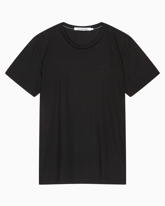 남성 레귤러핏 솔리드 CK 로고 반팔 티셔츠