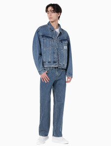 Buy 남성 90's 스트레이트핏 스톤블루 데님 in color MID BLUE BACK EMBRO