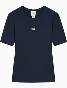 Buy 여성 모달 립 반팔 티셔츠 in color DARK SAPPHIRE