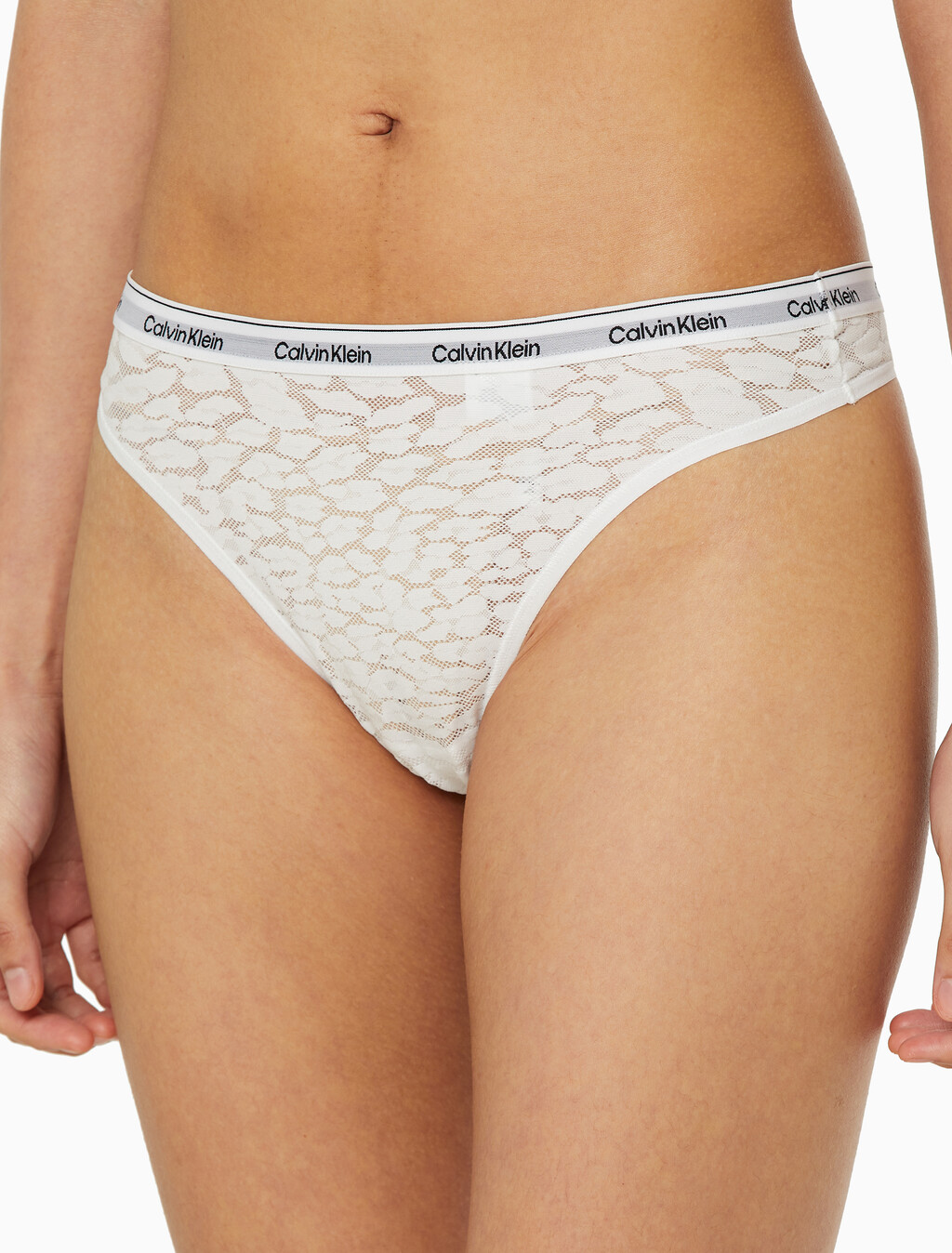 Buy 여성 CK 모던 레이스 하이레그 T팬티 in color WHITE