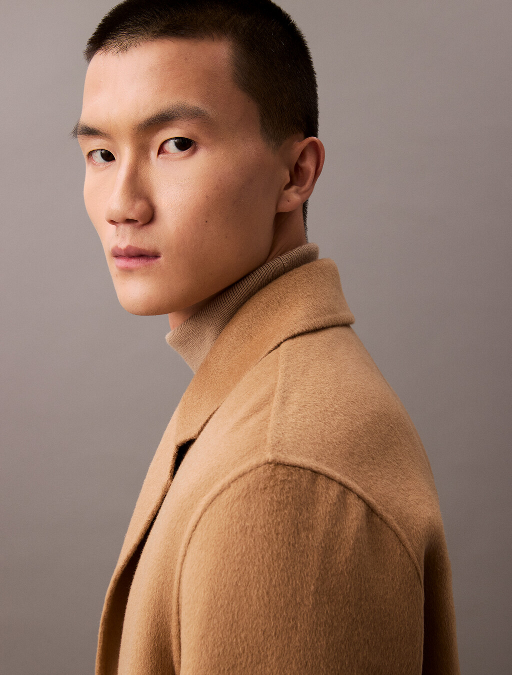 Buy 남성 롱슬리브 울 오버코트 in color TIGERS EYE