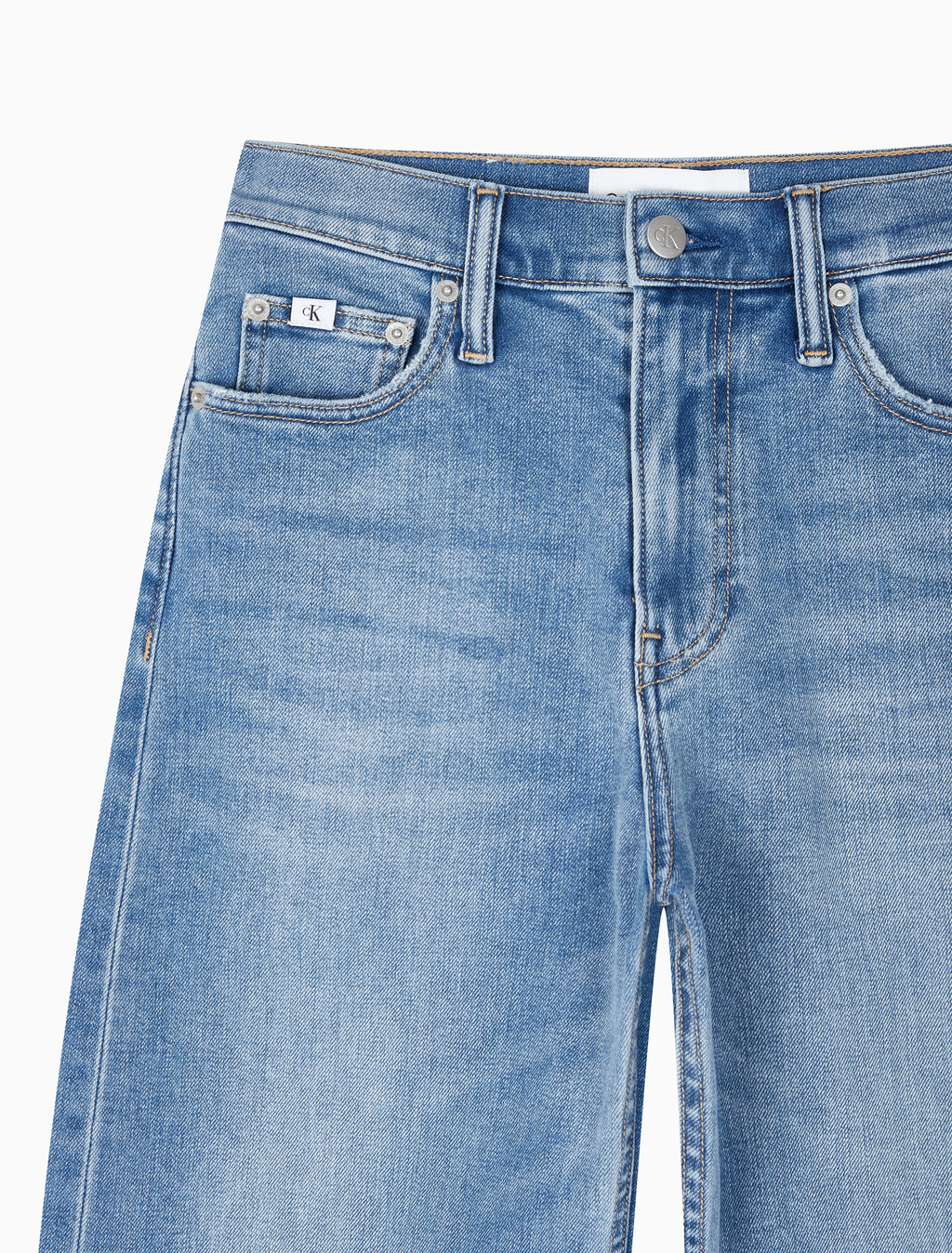 Buy 여성 하이라이즈 와이드핏 미드블루 37.5 기능성 데님 in color MID BLUE BACK EMBRO