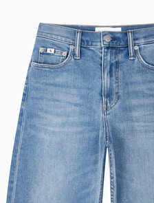 Buy 여성 하이라이즈 와이드핏 미드블루 37.5 기능성 데님 in color MID BLUE BACK EMBRO