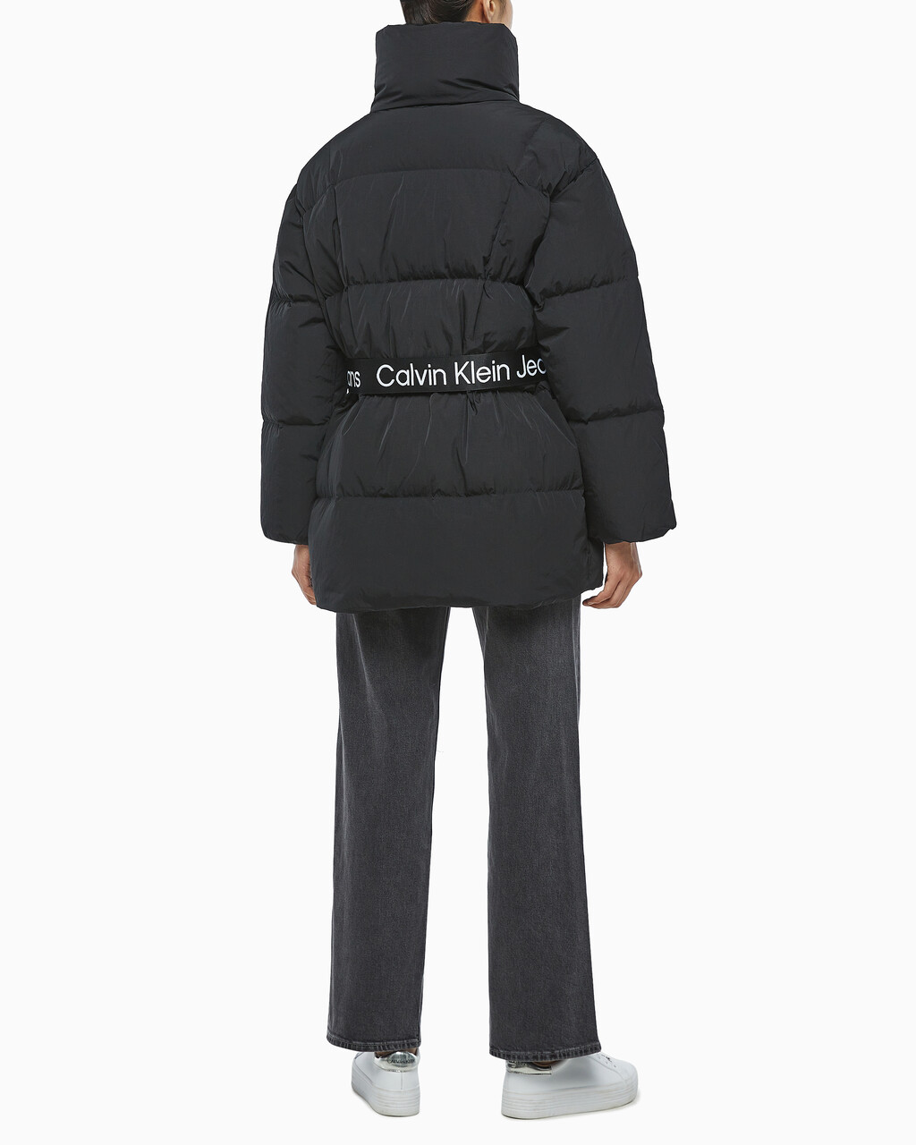 Buy 여성 벨트 롱 푸퍼 in color CK BLACK
