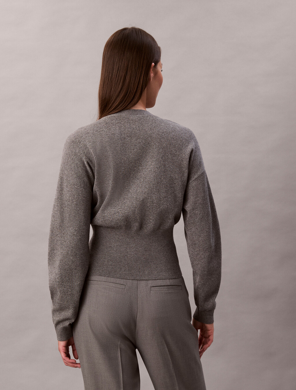 Buy 여성 L/S 하프 밀라노 가디건 in color MEDIUM GREY HEATHER