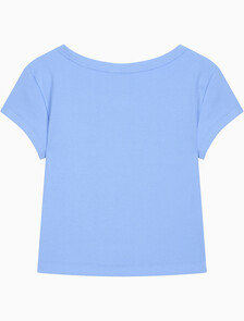 Buy 여성 우븐라벨 베이비립 티 in color Deep Indigo Blue