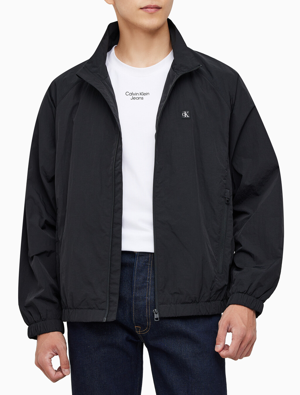Buy 남성 에센셜 스텐드 넥 자켓 in color CK BLACK