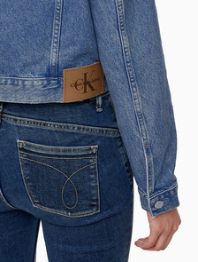 Buy 여성 90's 크롭 데님 자켓 in color MID BLUE BACK EMBRO