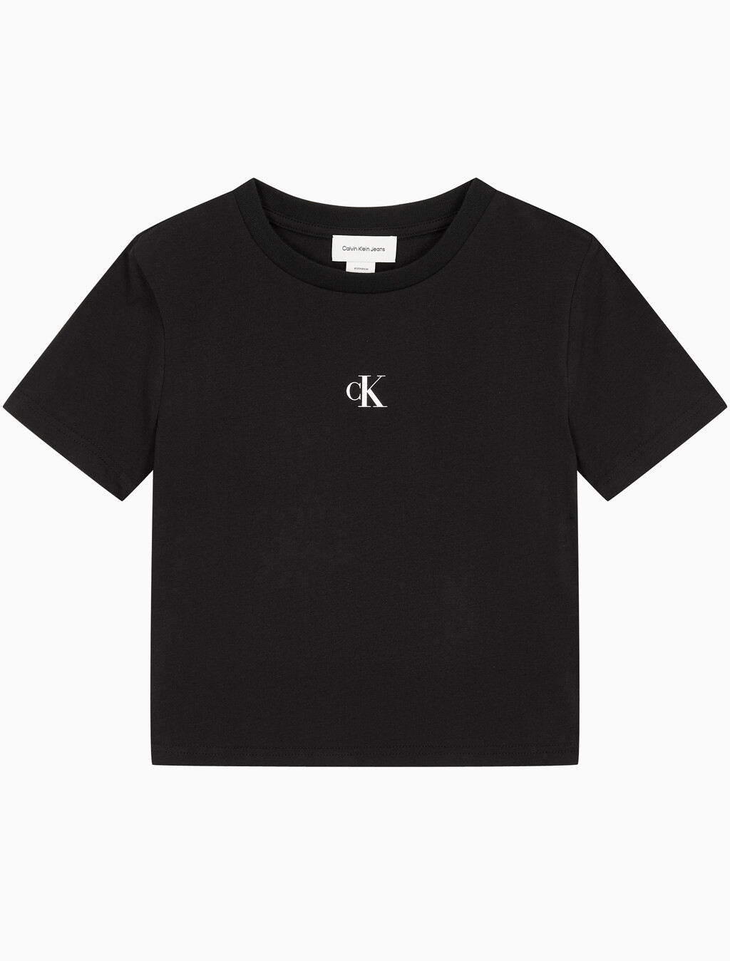 Buy 여성 슬림핏 베이비 크롭 반팔 티셔츠 in color BLACK