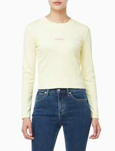 Buy 여성 L/S 모노그램 베이비 티셔츠 in color Light Yellow