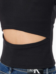 Buy 여성 컷아웃 립 탑 in color BLACK