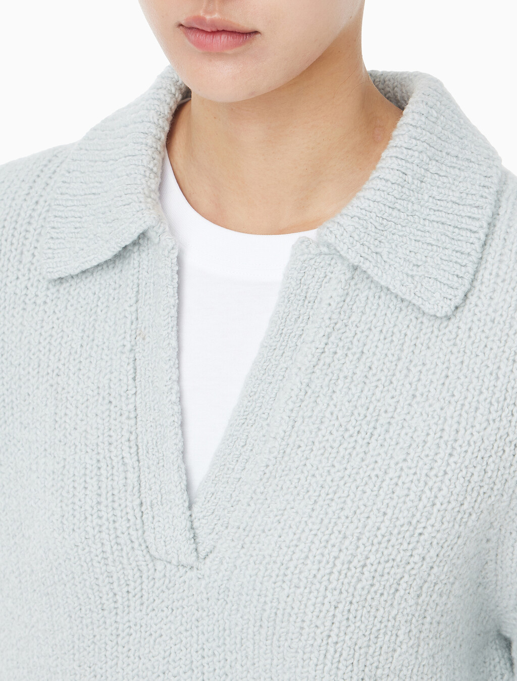 Buy 여성 L/S 부클레 폴로 in color light blue