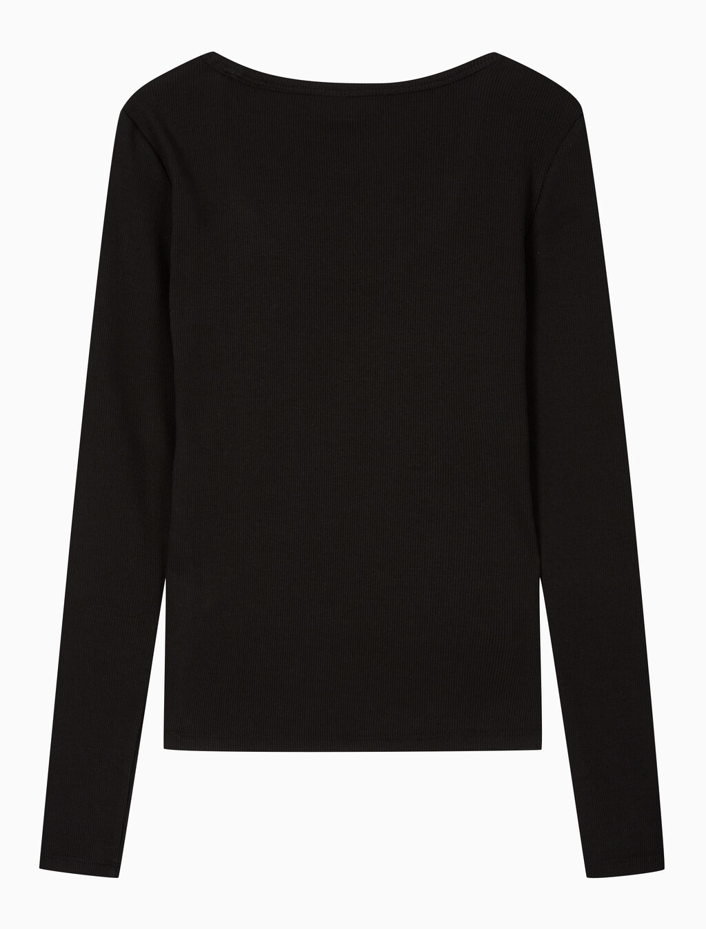 Buy 여성 L/S 우블 라벨 스쿱넥 립 티셔츠 in color BLACK