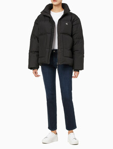 Buy 여성 숏 렝스 스탠드 카라 푸퍼 다운 재킷 in color CK BLACK