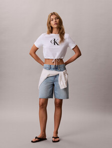 Buy 여성 모노로고 크롭드 타이 티 in color BRIGHT WHITE