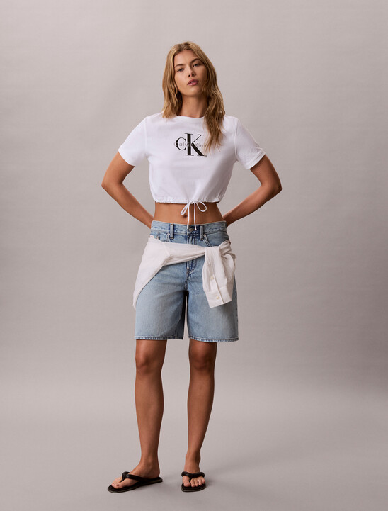 여성 모노로고 크롭드 타이 티